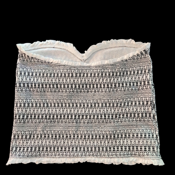 EUC ANTHROPOLOGIE SMOCKED SWEETHEART TUBE TOP BLACK/WHITE SZ L - Picture 9 of 15
